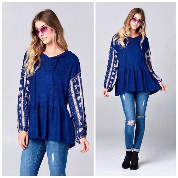 โค๏ธLAST 1! Baby doll hoodie with contrast sleeves - Picture 6 of 6